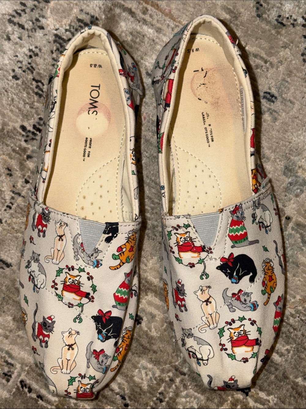 TOMS Women’s Cat Print Slip-On Shoes - Multicolor Size 8 1/2